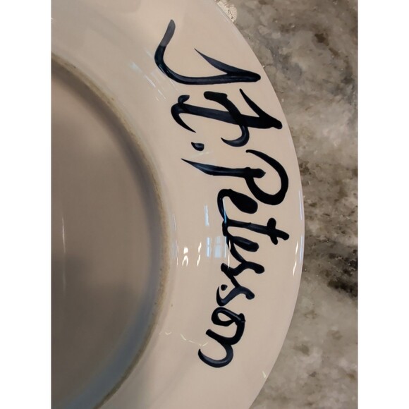 VINTAGE SARAH PETERSON RAINBOW TROUT SERVING PLATE 9” SIGNED CARLISLE HARTSTONE - Picture 3 of 6